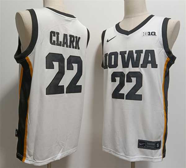 Men%27s Iowa Hawkeyes #22 Caitlin Clark White Stitched Football Jersey